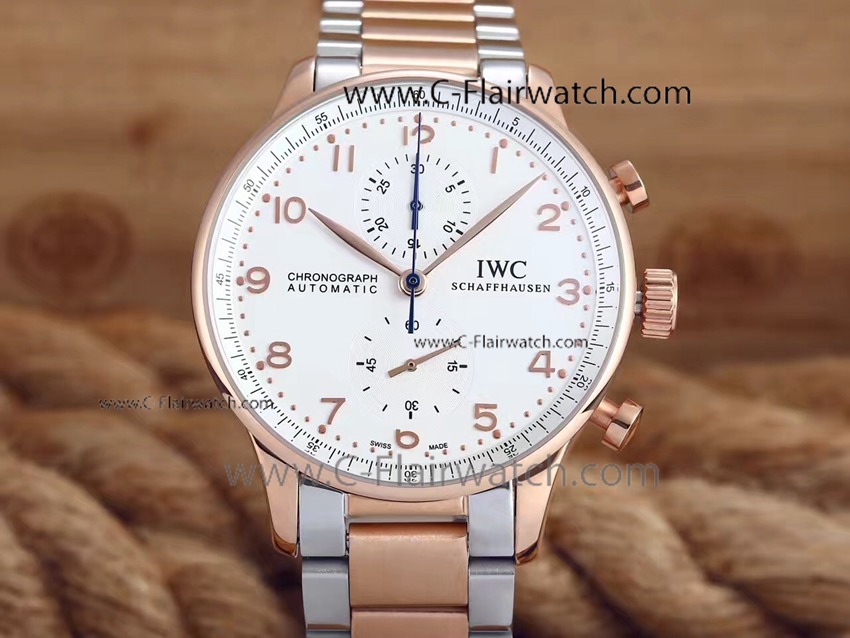 Buy Replica IWC Portuguese 2Tone Rose Gold Men Watch White Dial